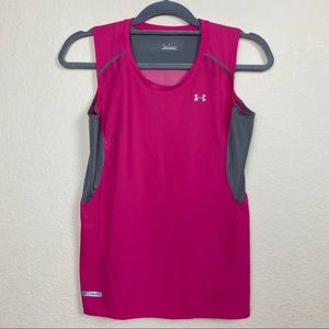 Under Armour pink grey mesh sleeveless scoop neck size Large